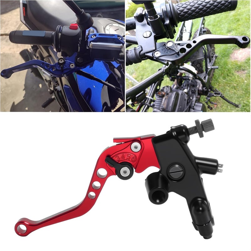 VUOZIP 7/8" 22mm Motorcycle Brake Lever Handlebar Master Cylinder Clutch Levers Left & Right Set + Hand Grips + Handlebar Ends Set for Harley Honda Kawasaki Suzuki Yamaha (Red) - Image 4